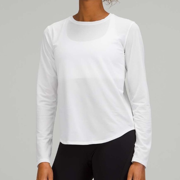lululemon athletica Tops - Lululemon Long Sleeve High Neck Running Top Size 8 White Like New